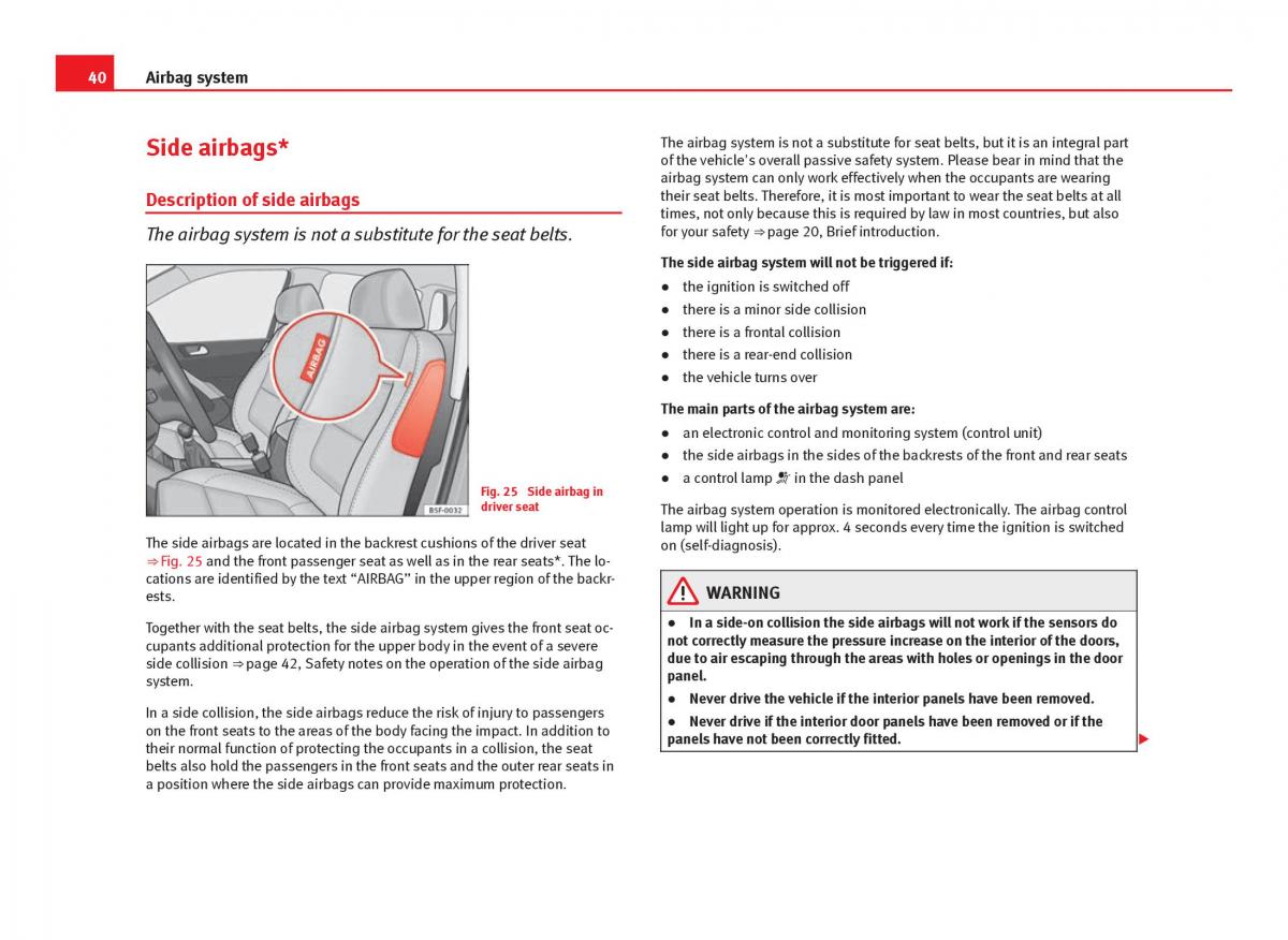 Seat Leon III 3 owners manual / page 42