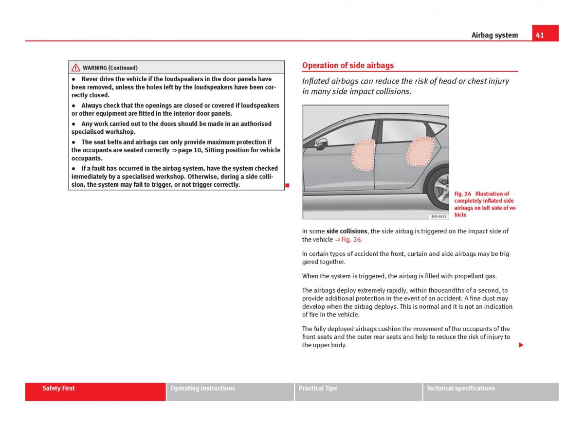 Seat Leon III 3 owners manual / page 43