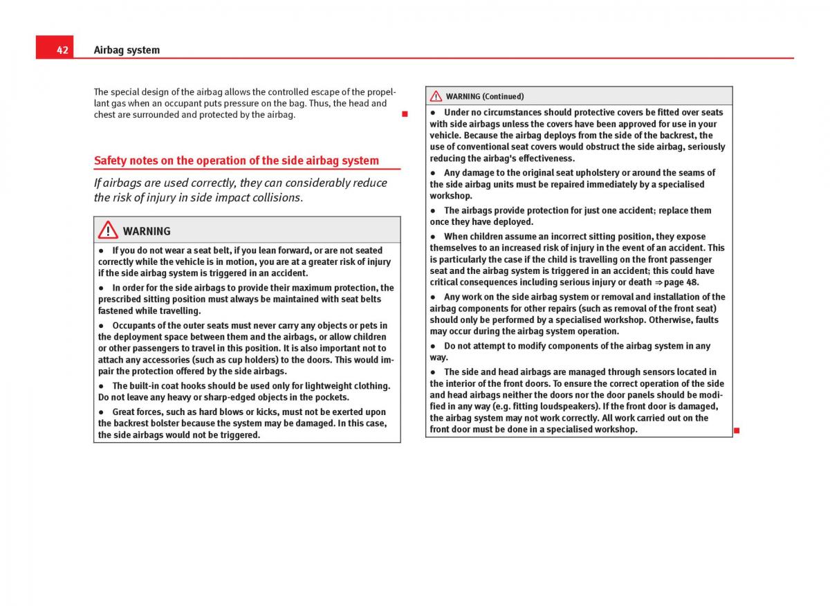 Seat Leon III 3 owners manual / page 44