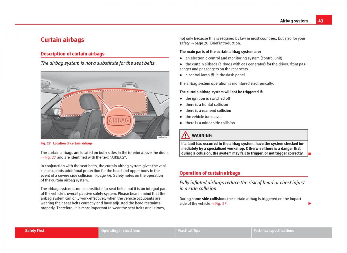 Seat Leon III 3 owners manual / page 45