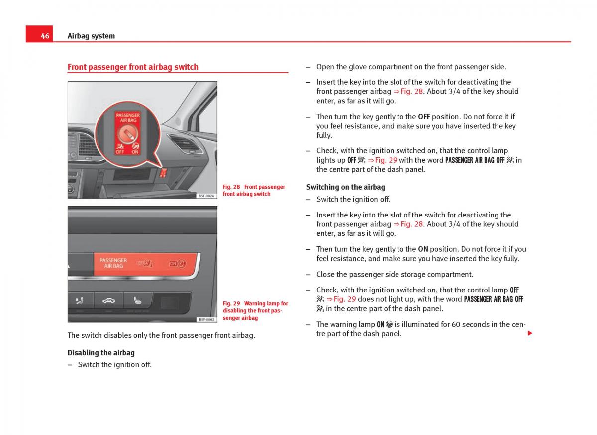 Seat Leon III 3 owners manual / page 48