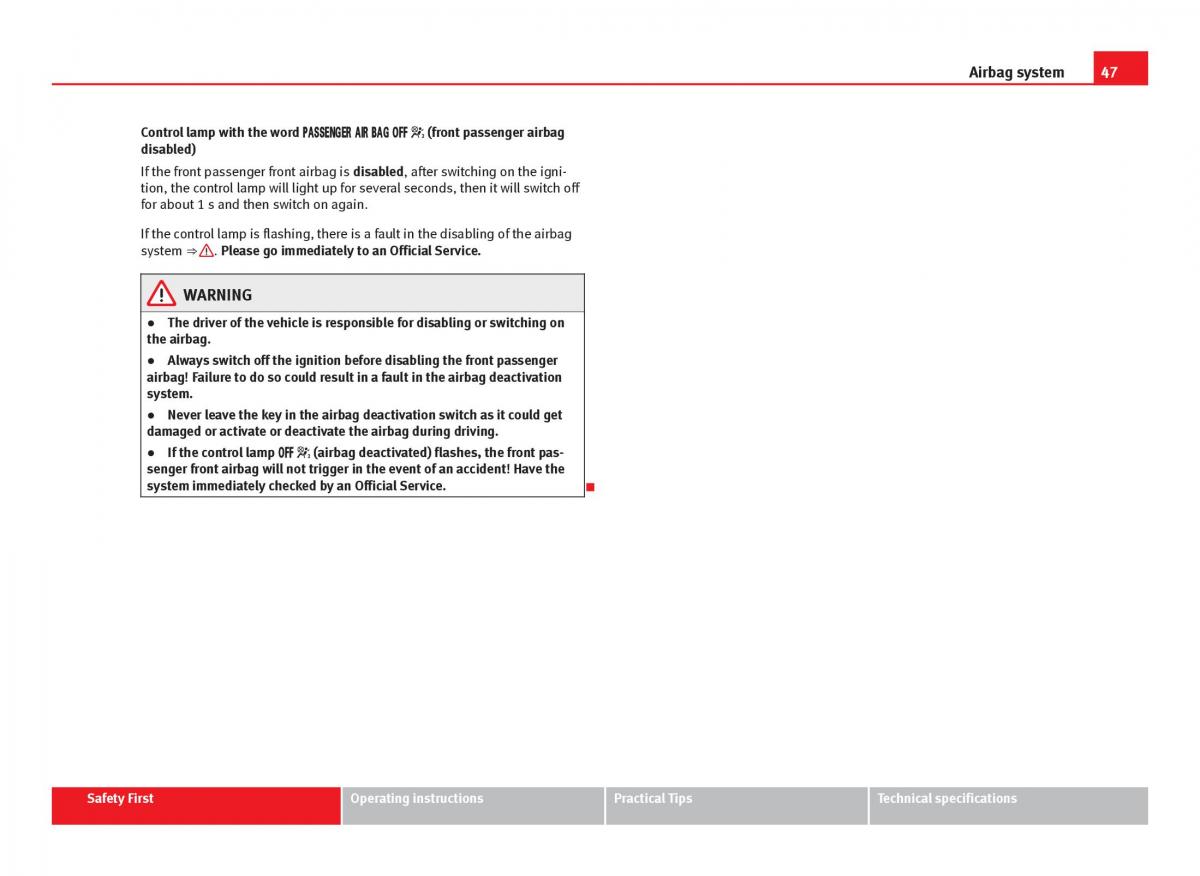 Seat Leon III 3 owners manual / page 49