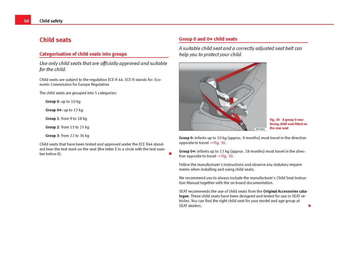 Seat Leon III 3 owners manual / page 52