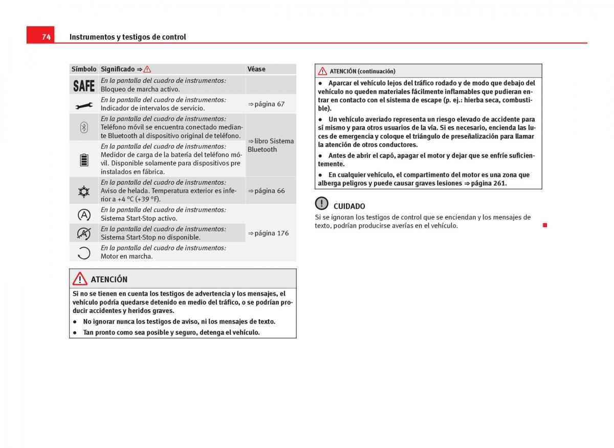 Seat Leon III 3 manual del propietario / page 76