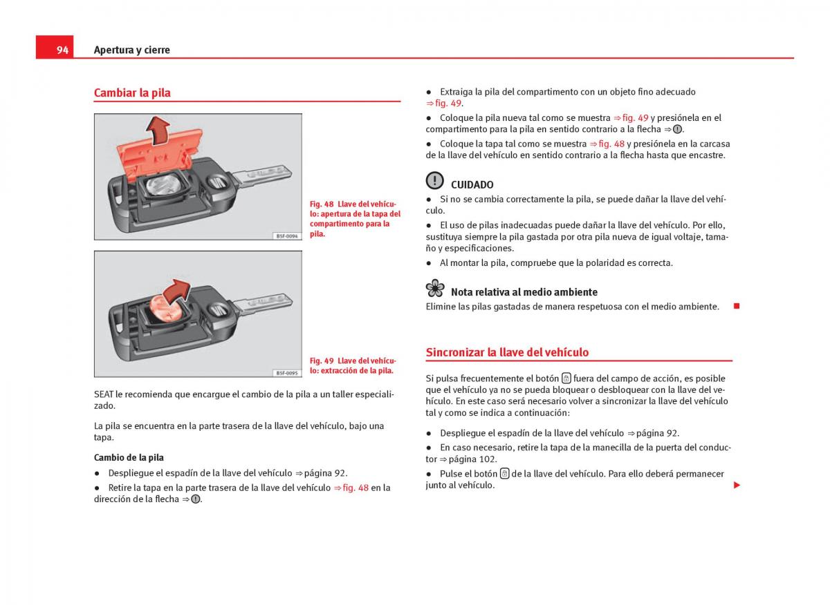 Seat Leon III 3 manual del propietario / page 96