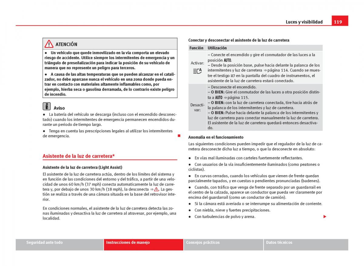 Seat Leon III 3 manual del propietario / page 121