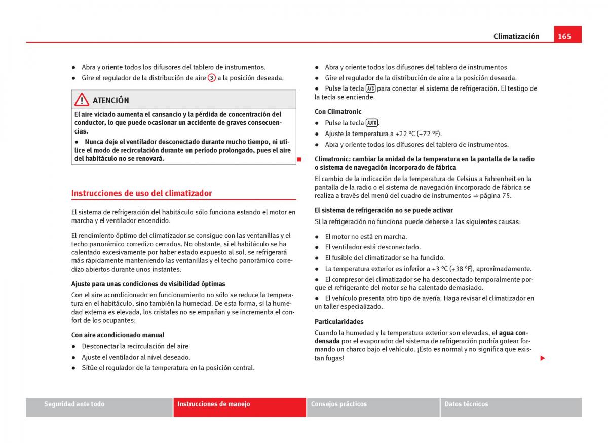 Seat Leon III 3 manual del propietario / page 167