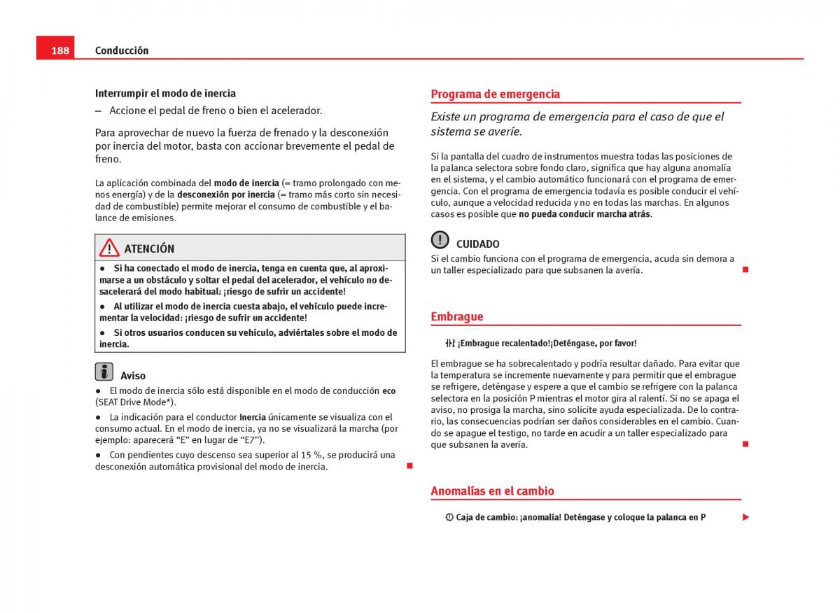 Seat Leon III 3 manual del propietario / page 190