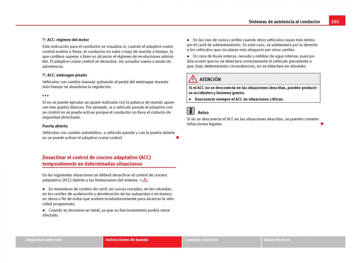 Seat Leon III 3 manual del propietario / page 207