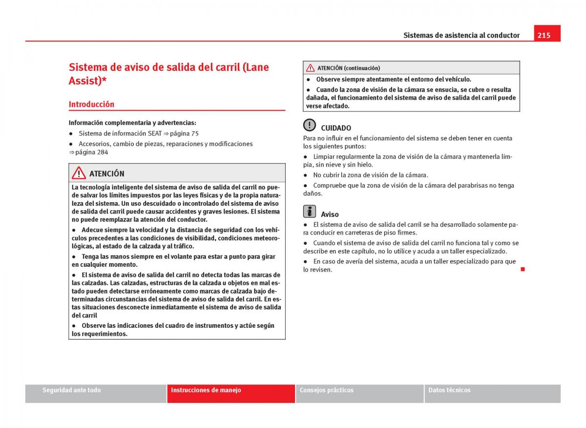 Seat Leon III 3 manual del propietario / page 217