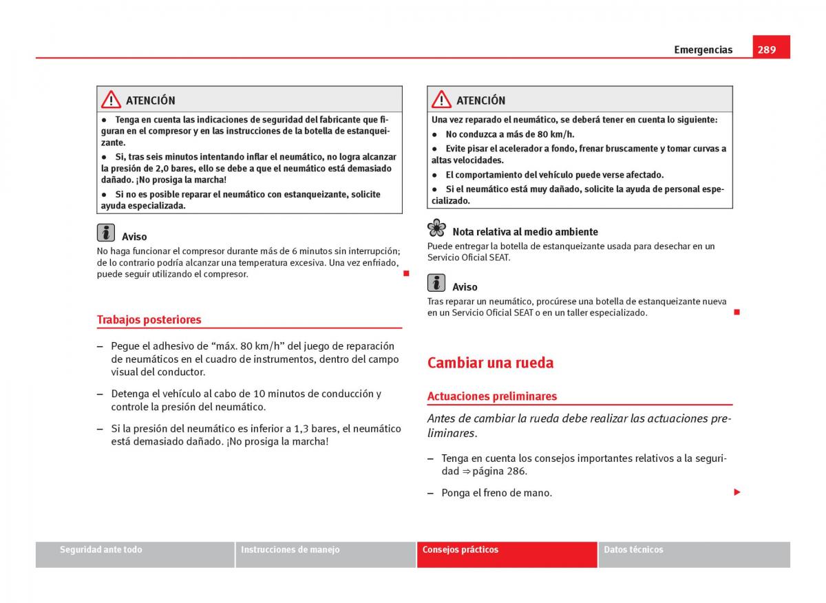 Seat Leon III 3 manual del propietario / page 291