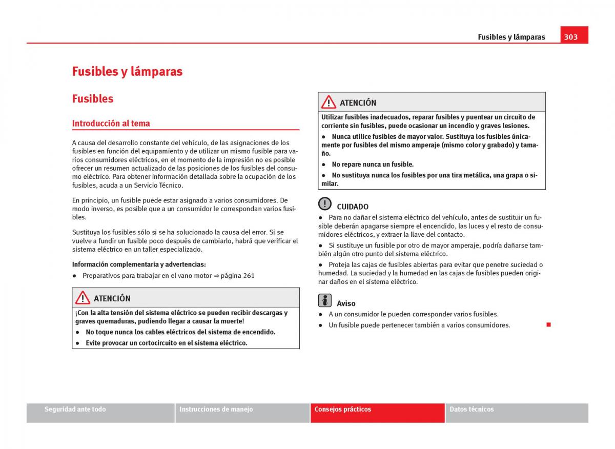 Seat Leon III 3 manual del propietario / page 305