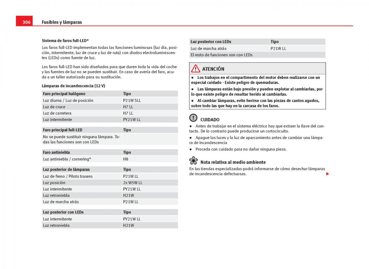 Seat Leon III 3 manual del propietario / page 308