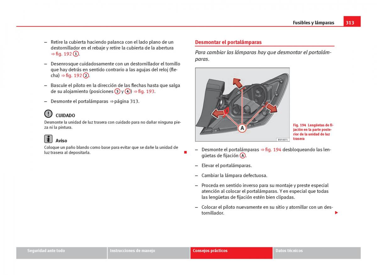 Seat Leon III 3 manual del propietario / page 315