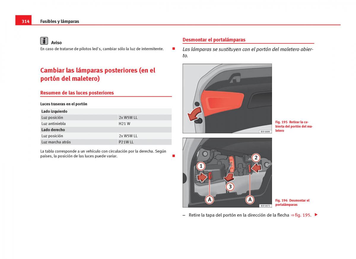 Seat Leon III 3 manual del propietario / page 316