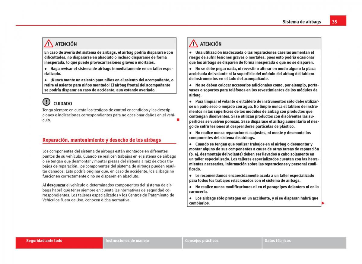 Seat Leon III 3 manual del propietario / page 37