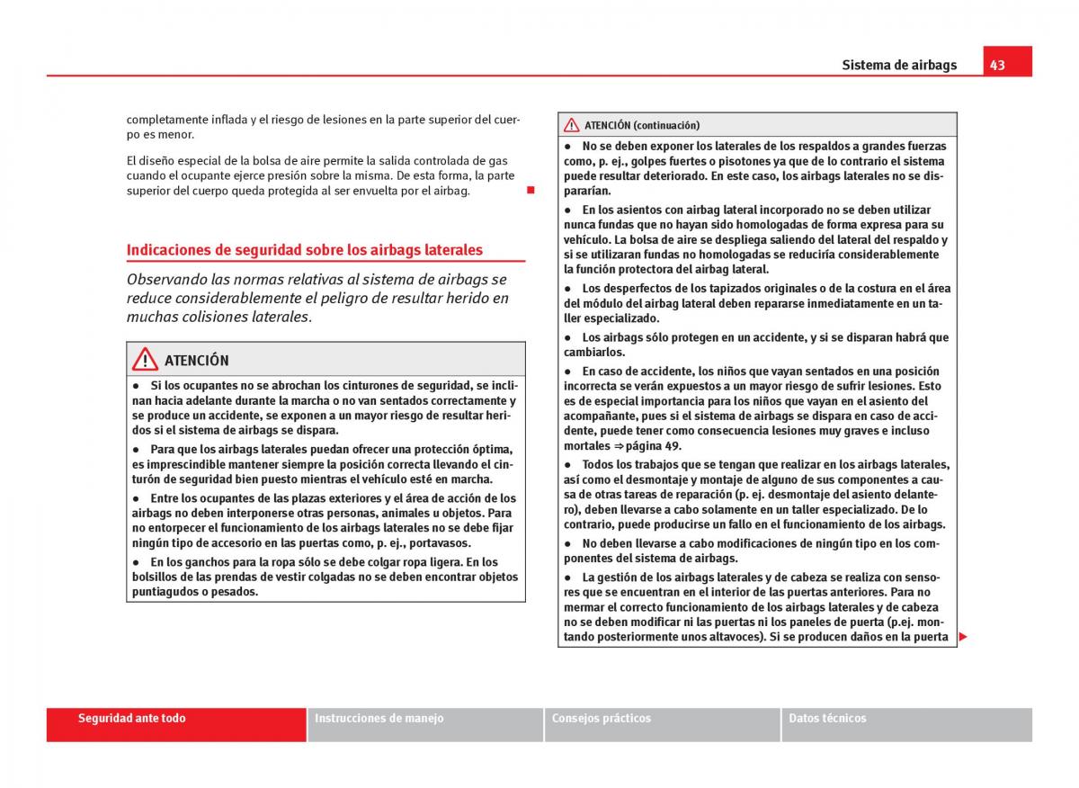 Seat Leon III 3 manual del propietario / page 45