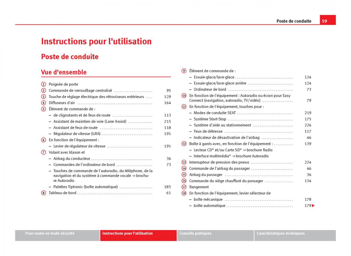 Seat Leon III 3 manuel du proprietaire / page 61