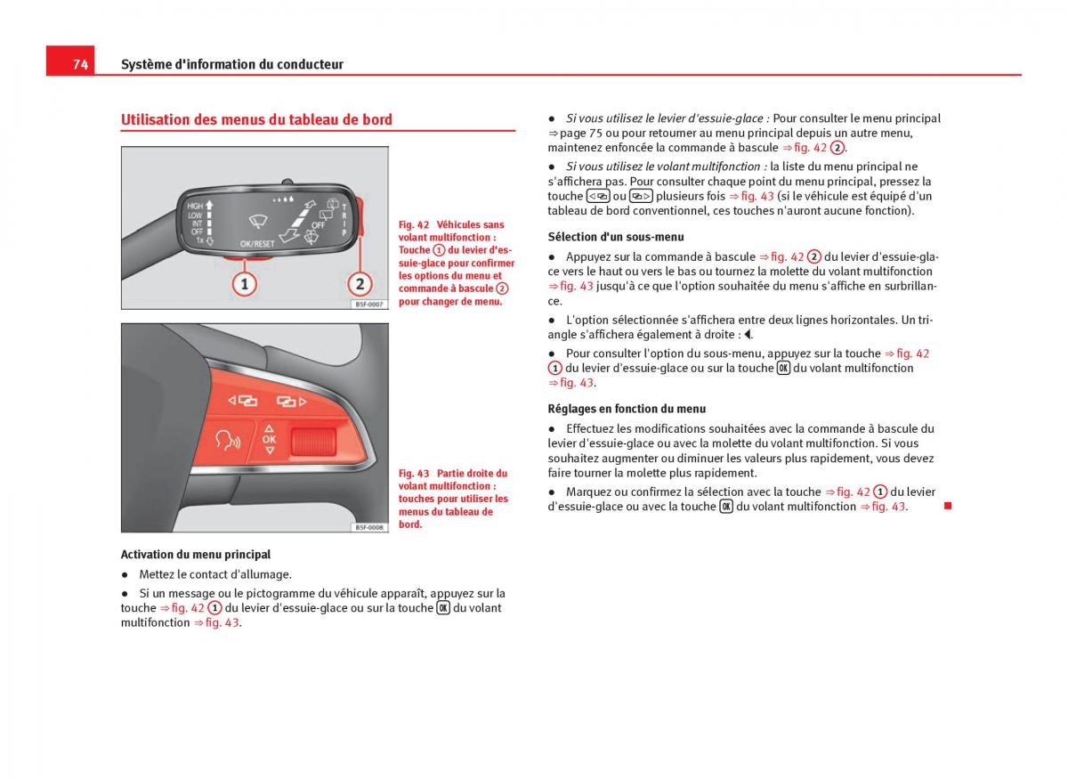 Seat Leon III 3 manuel du proprietaire / page 76