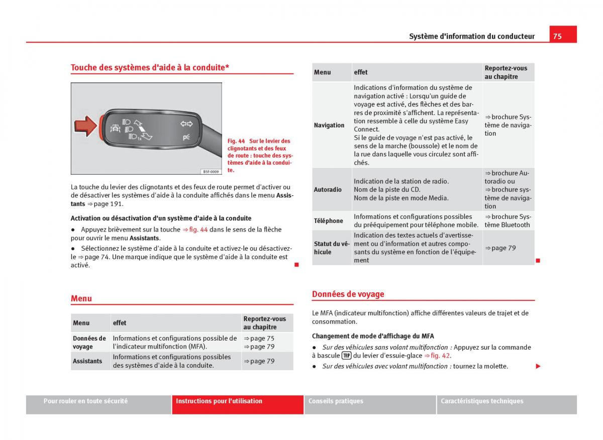 Seat Leon III 3 manuel du proprietaire / page 77