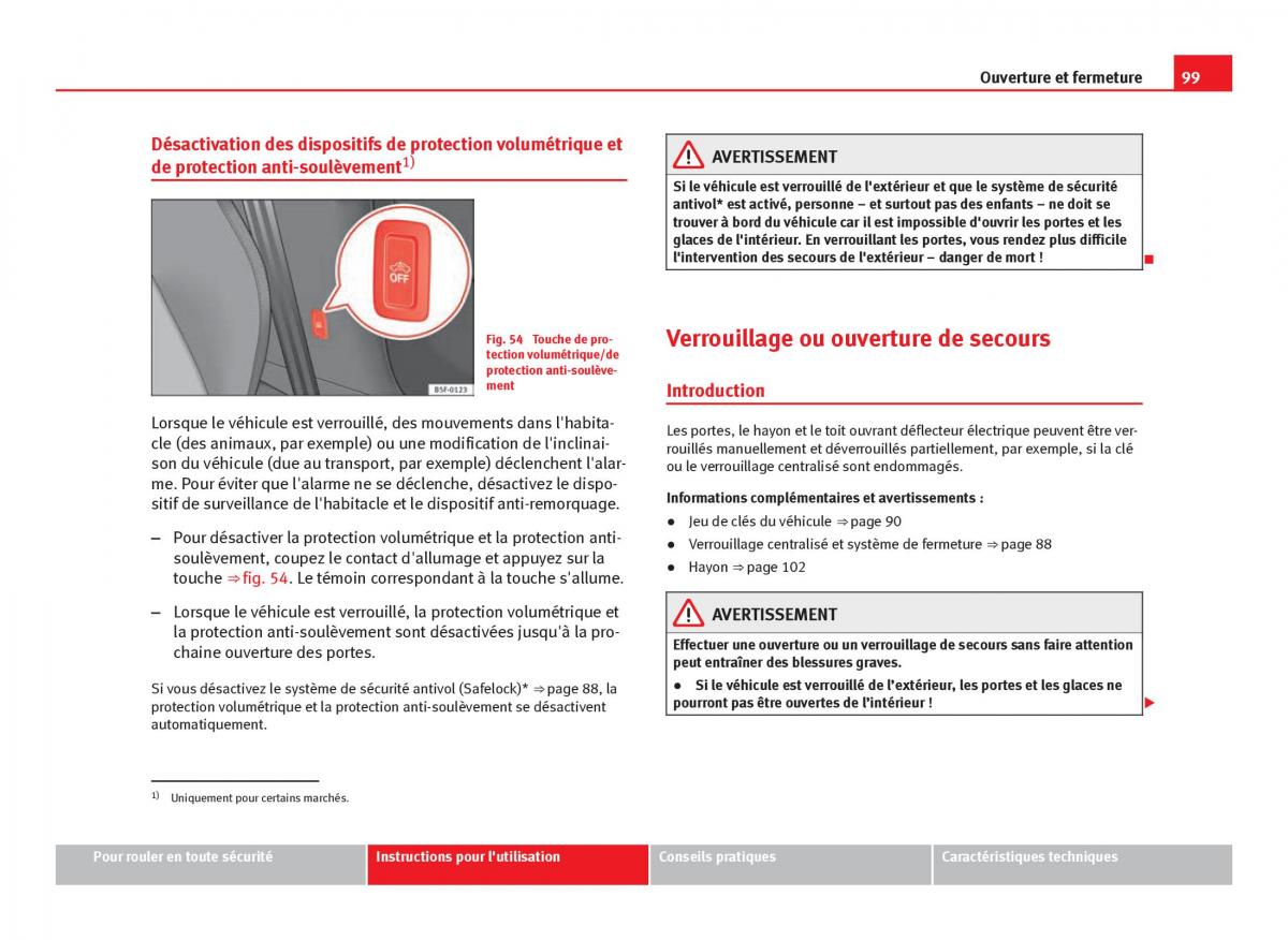 Seat Leon III 3 manuel du proprietaire / page 101