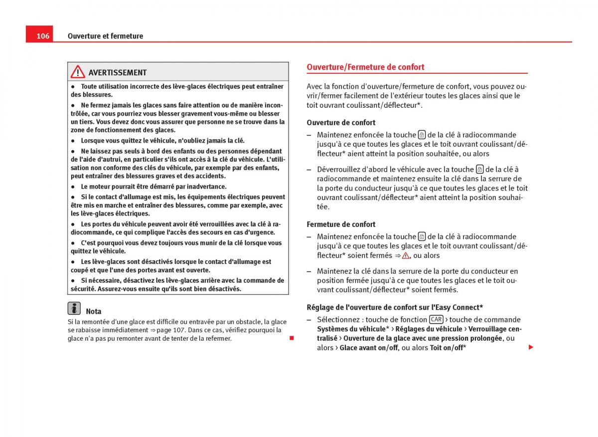 Seat Leon III 3 manuel du proprietaire / page 108