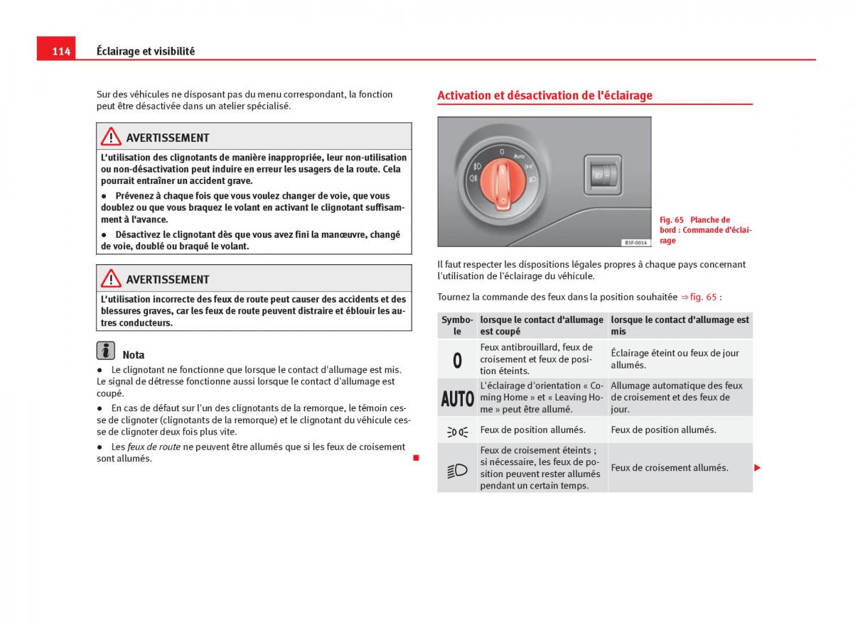 Seat Leon III 3 manuel du proprietaire / page 116