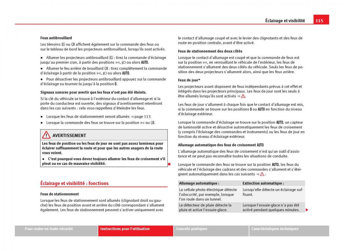 Seat Leon III 3 manuel du proprietaire / page 117