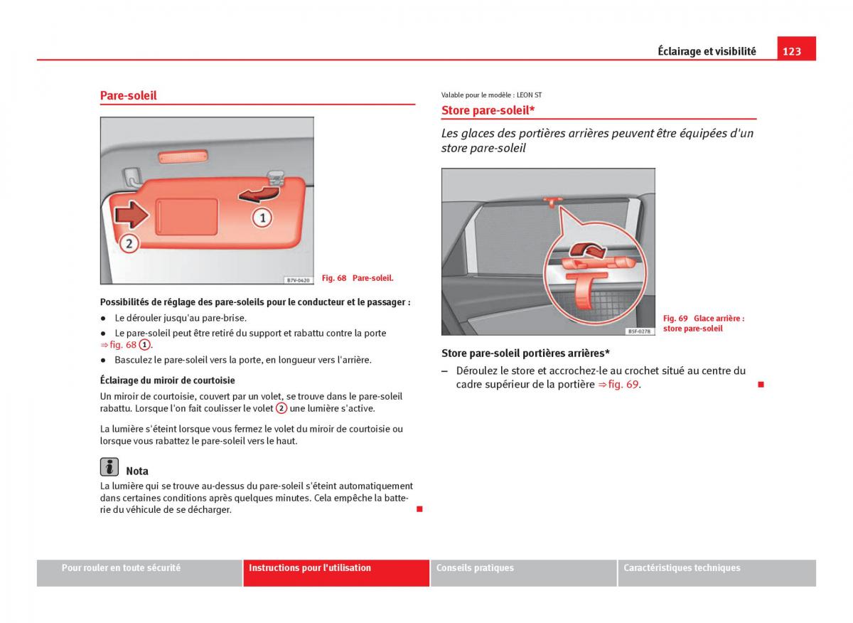 Seat Leon III 3 manuel du proprietaire / page 125