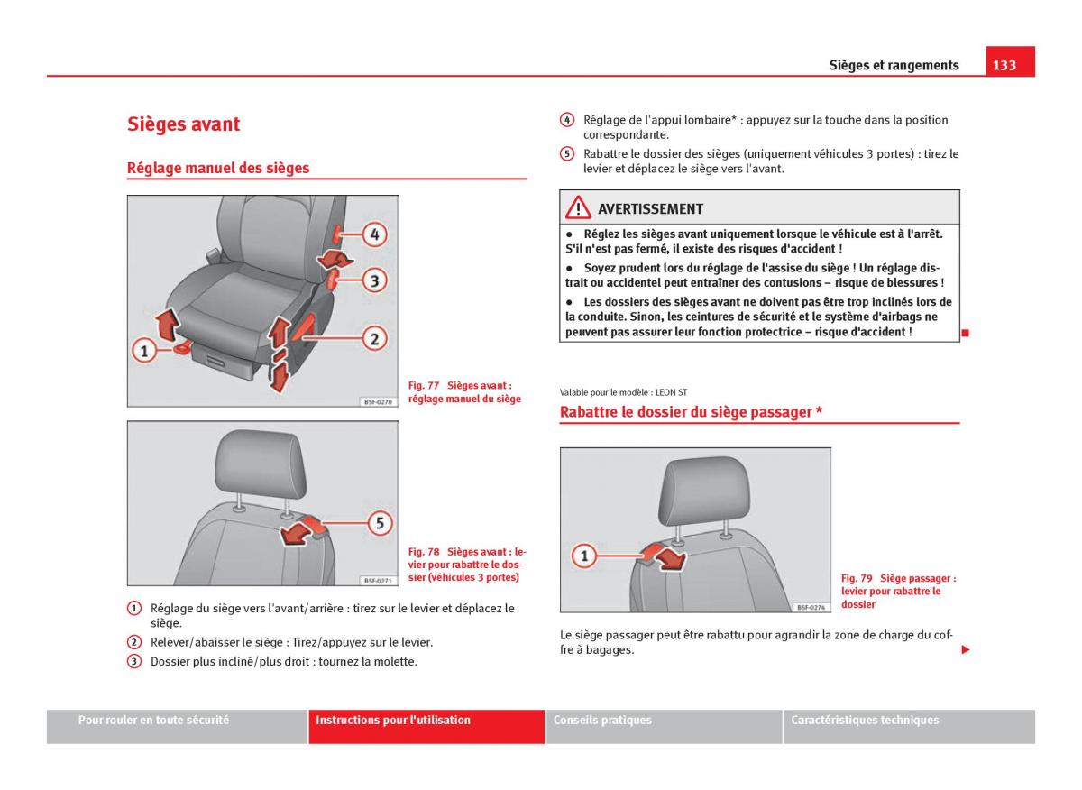 Seat Leon III 3 manuel du proprietaire / page 135