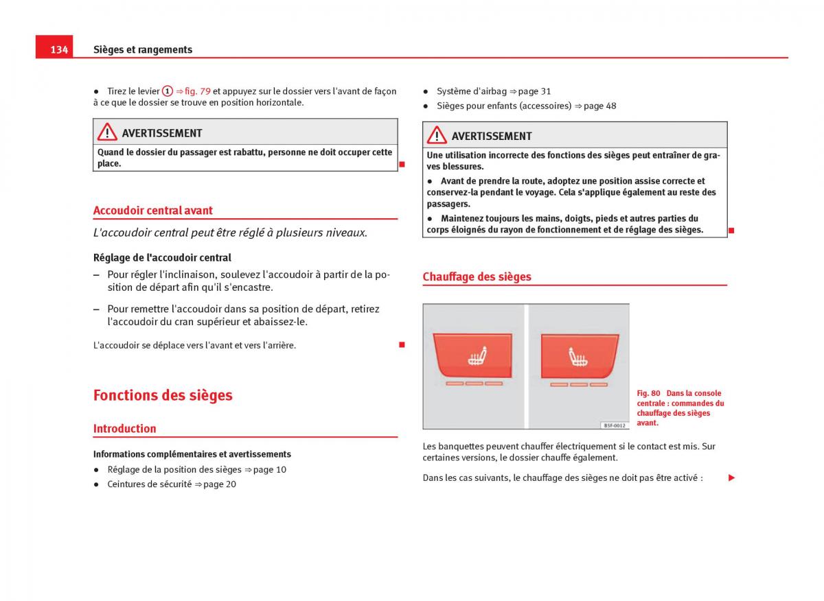 Seat Leon III 3 manuel du proprietaire / page 136