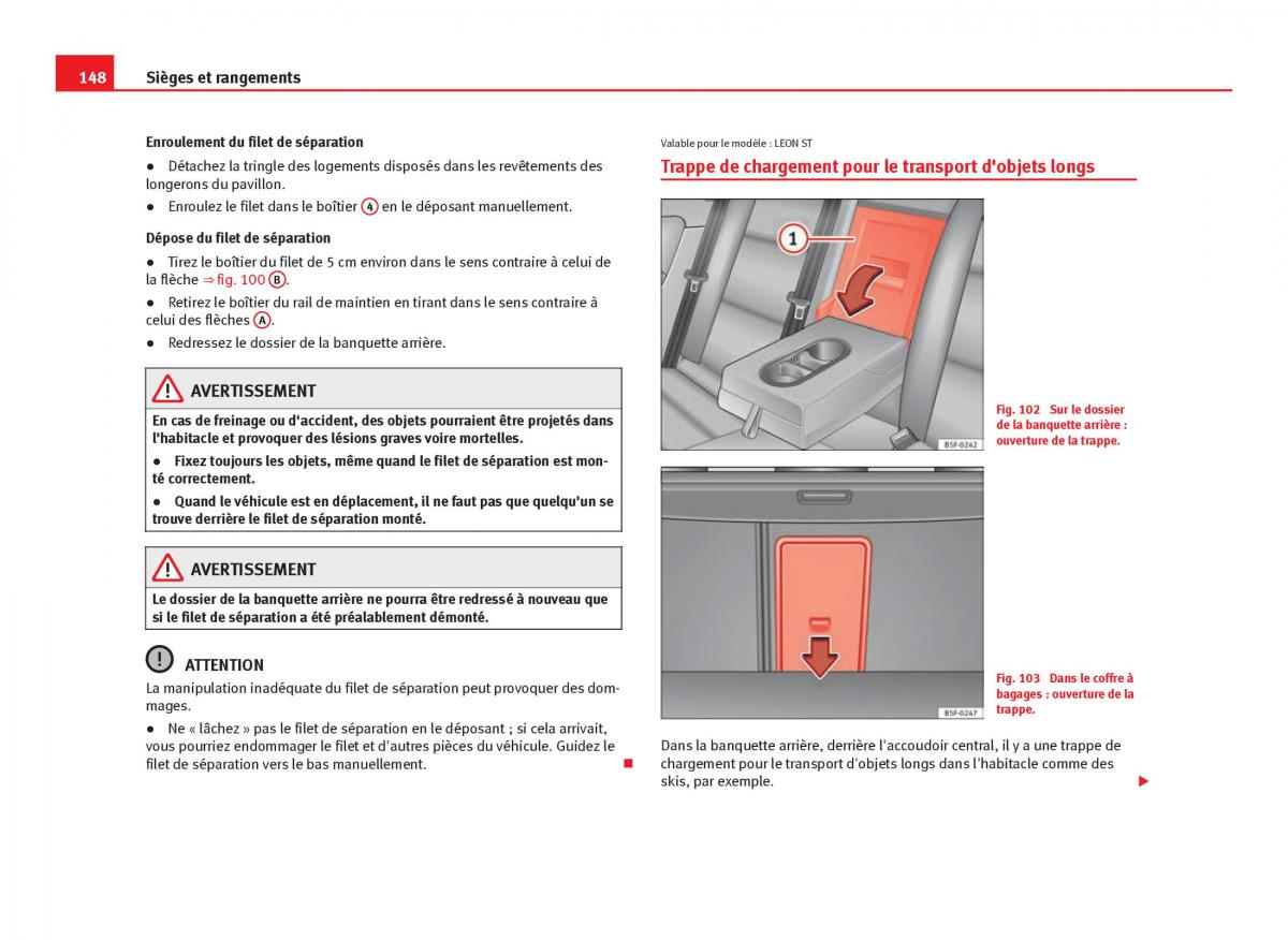 Seat Leon III 3 manuel du proprietaire / page 150