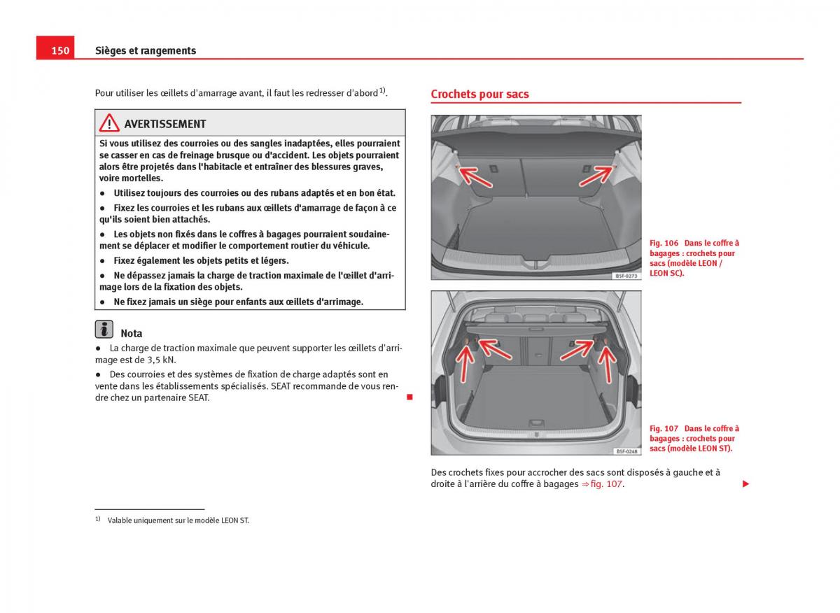 Seat Leon III 3 manuel du proprietaire / page 152