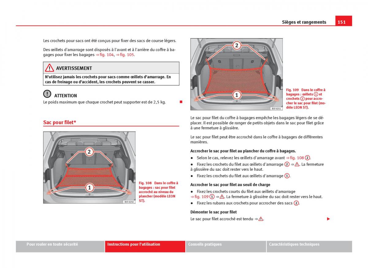 Seat Leon III 3 manuel du proprietaire / page 153