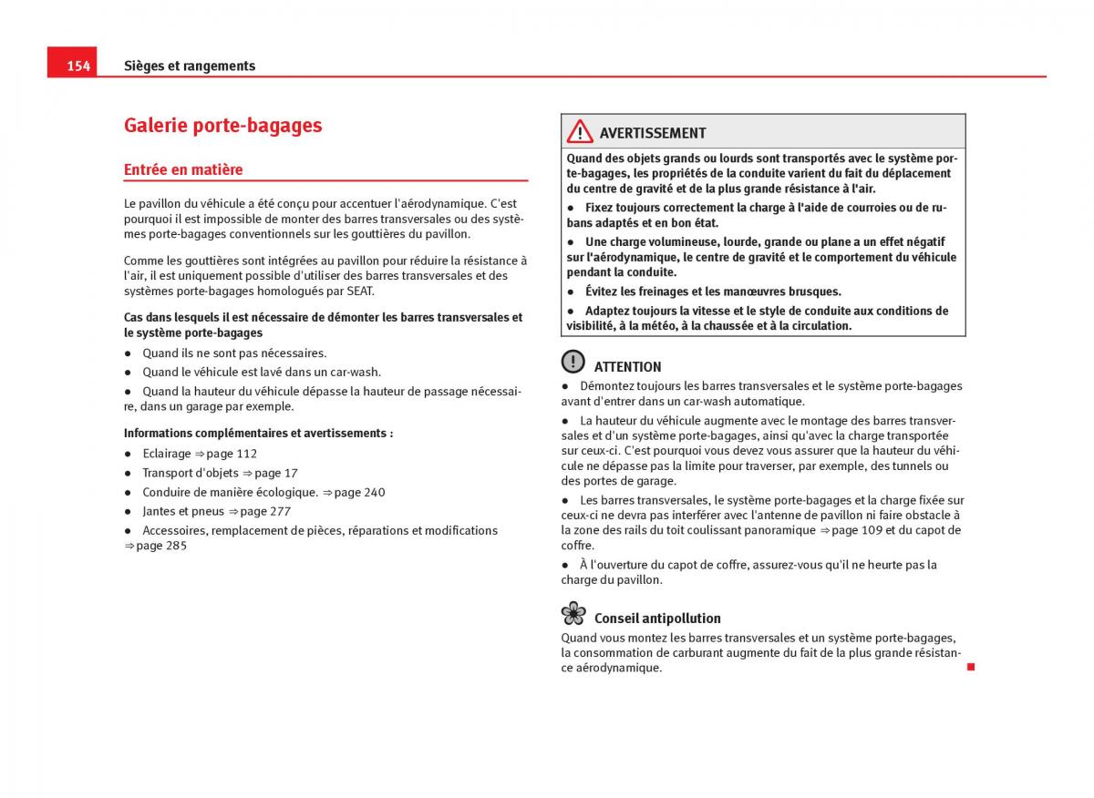 Seat Leon III 3 manuel du proprietaire / page 156