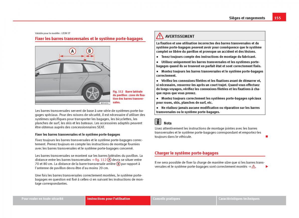 Seat Leon III 3 manuel du proprietaire / page 157