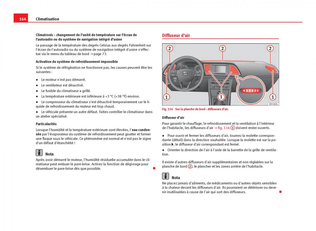 Seat Leon III 3 manuel du proprietaire / page 166