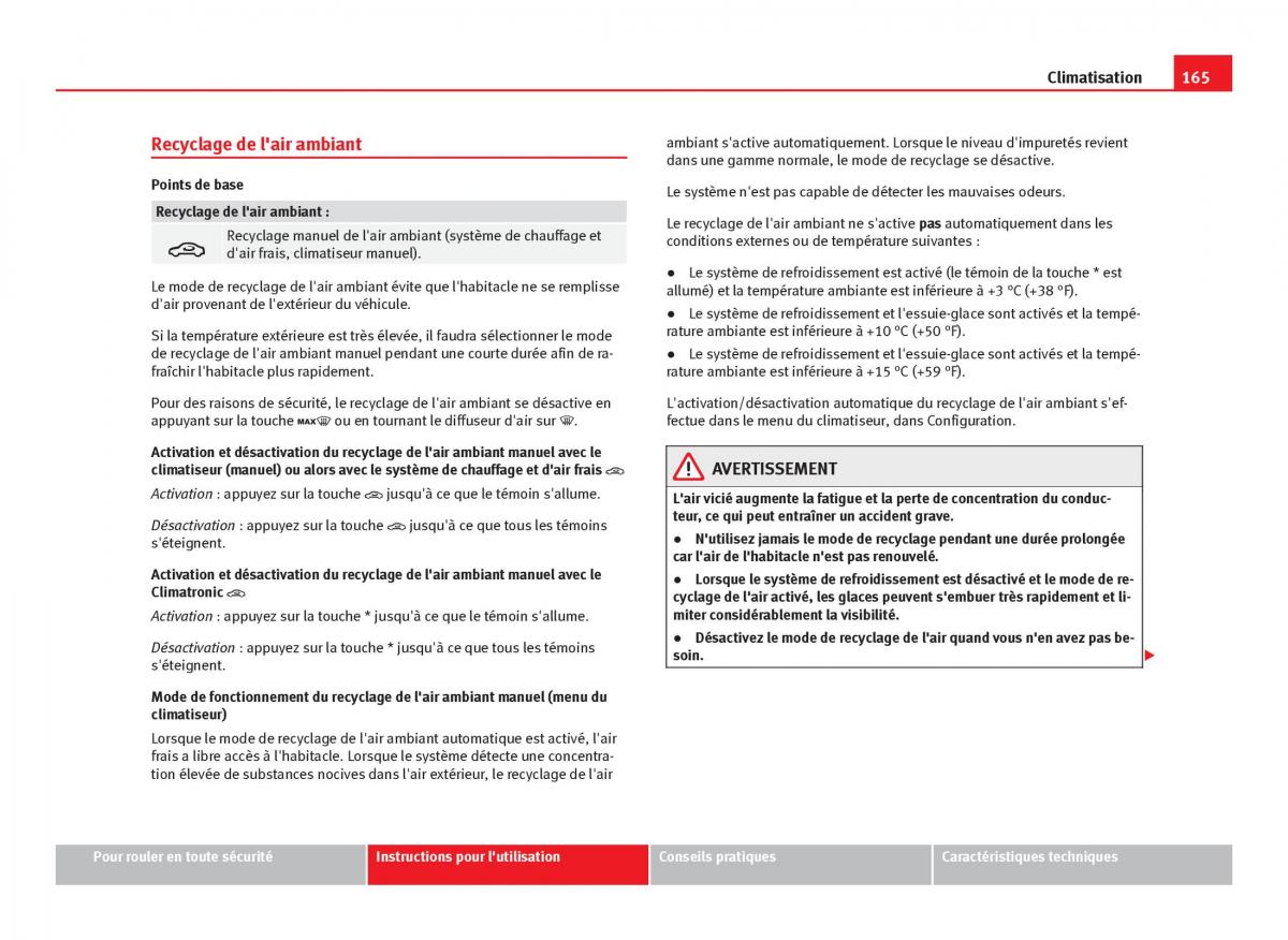 Seat Leon III 3 manuel du proprietaire / page 167