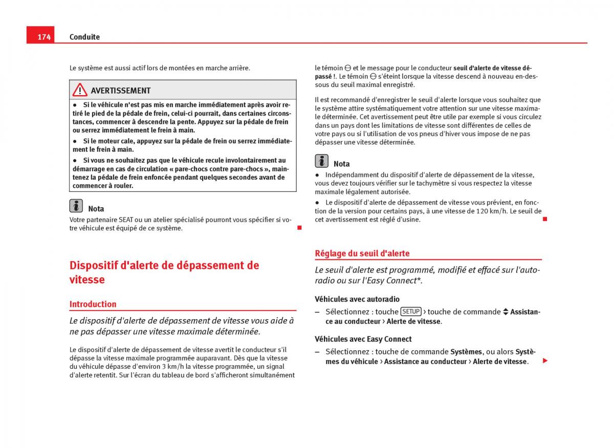 Seat Leon III 3 manuel du proprietaire / page 176