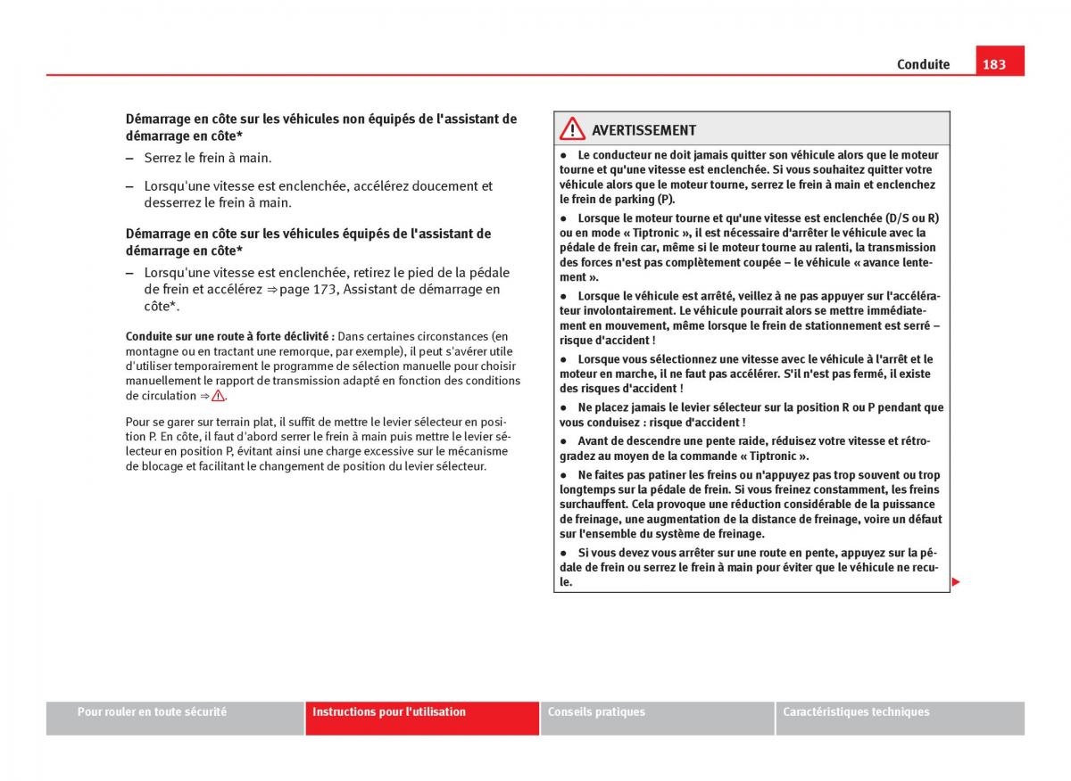 Seat Leon III 3 manuel du proprietaire / page 185