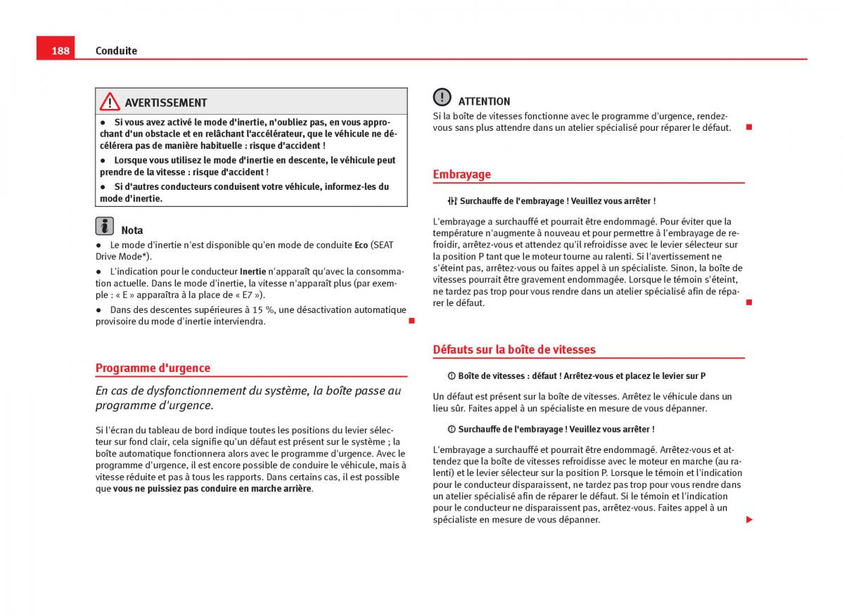 Seat Leon III 3 manuel du proprietaire / page 190