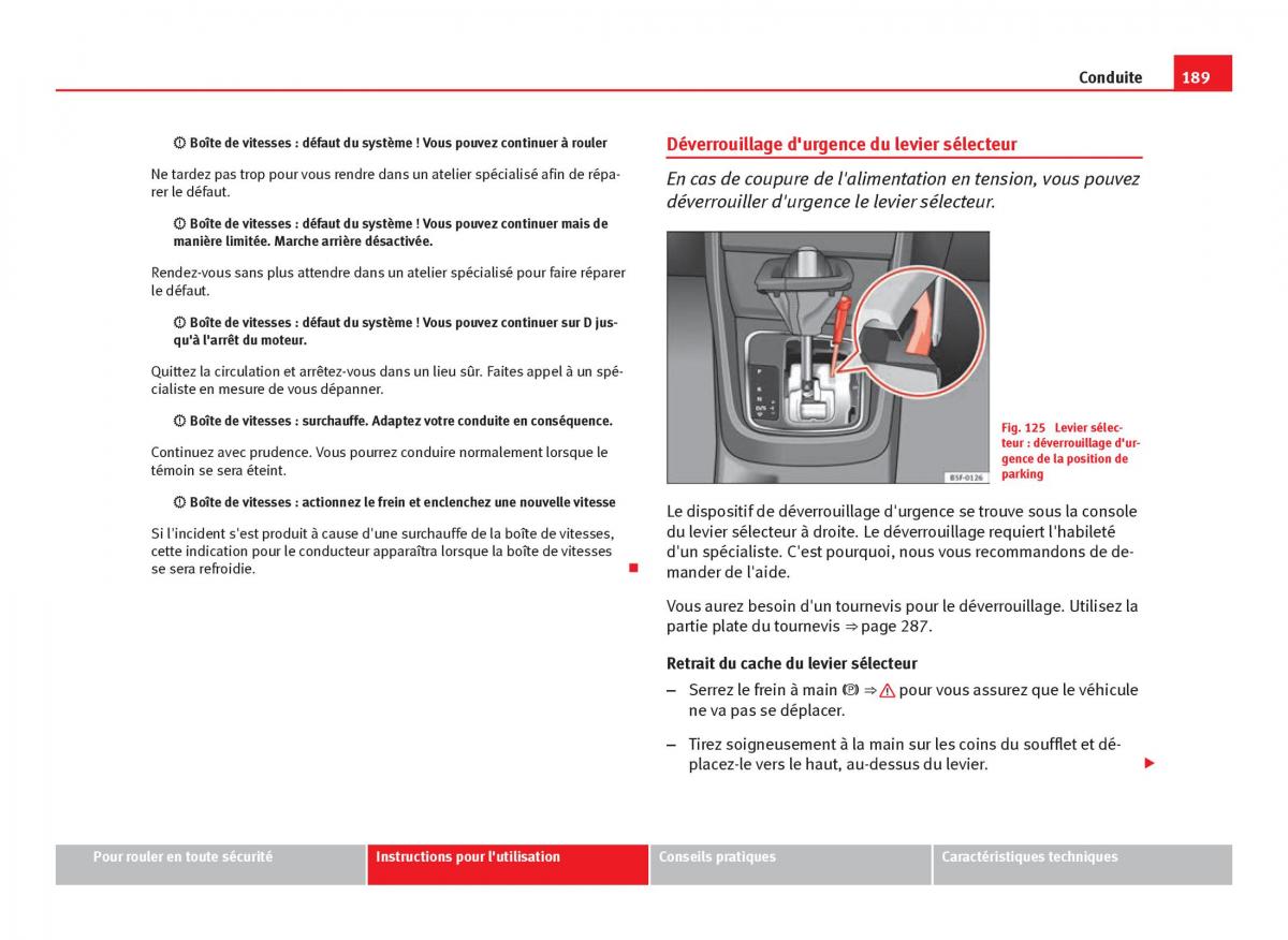 Seat Leon III 3 manuel du proprietaire / page 191