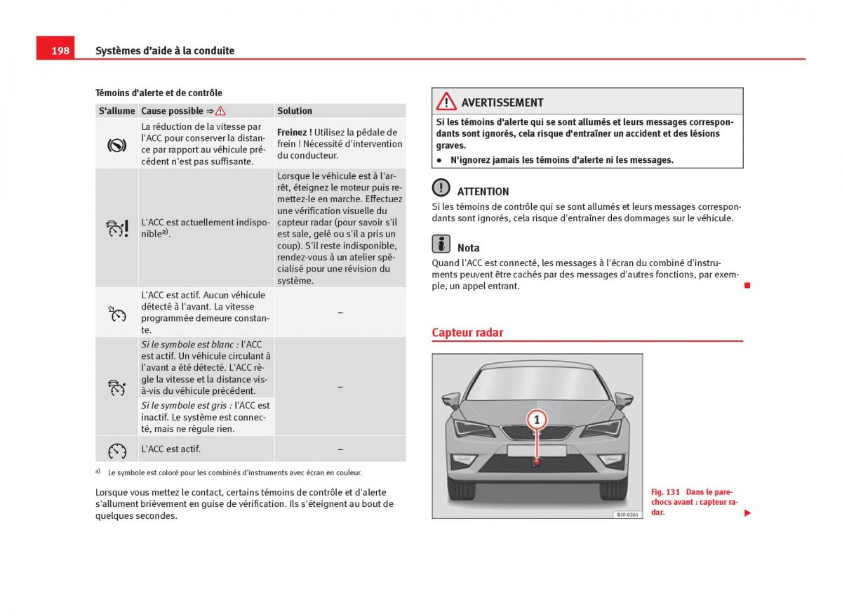 Seat Leon III 3 manuel du proprietaire / page 200