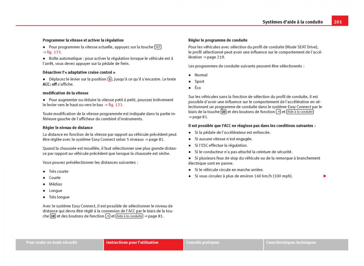 Seat Leon III 3 manuel du proprietaire / page 203