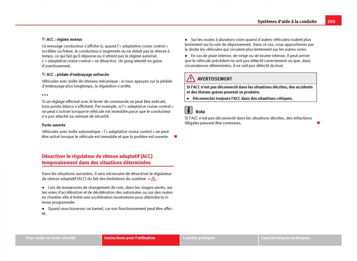 Seat Leon III 3 manuel du proprietaire / page 207