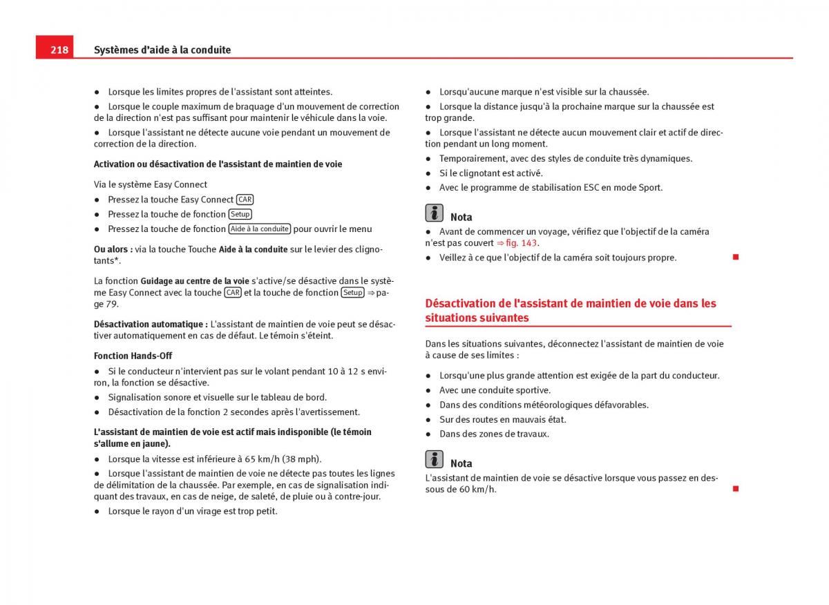 Seat Leon III 3 manuel du proprietaire / page 220