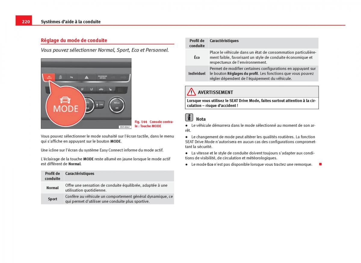 Seat Leon III 3 manuel du proprietaire / page 222