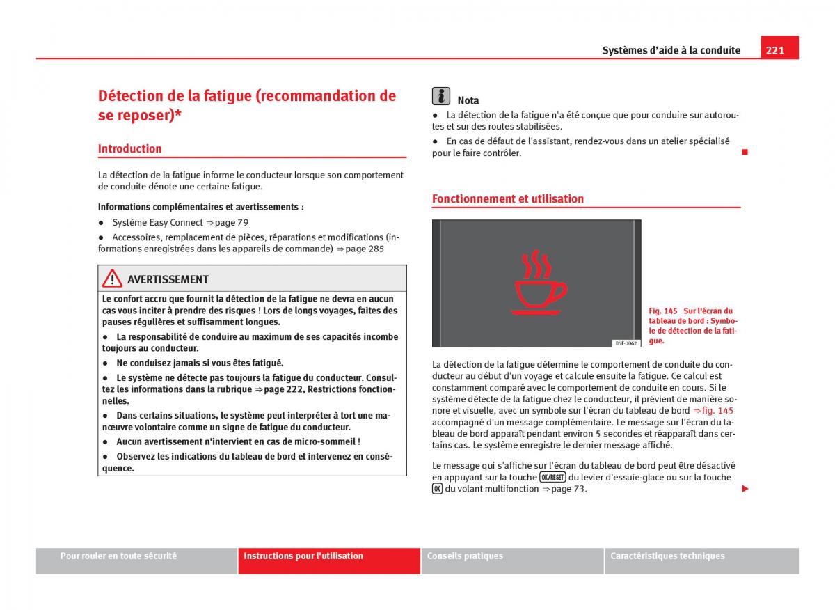 Seat Leon III 3 manuel du proprietaire / page 223