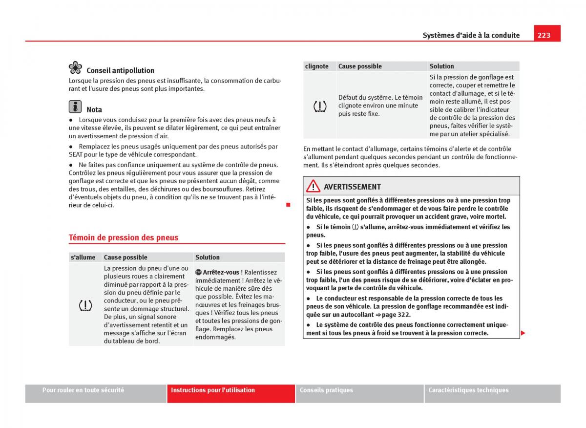 Seat Leon III 3 manuel du proprietaire / page 225