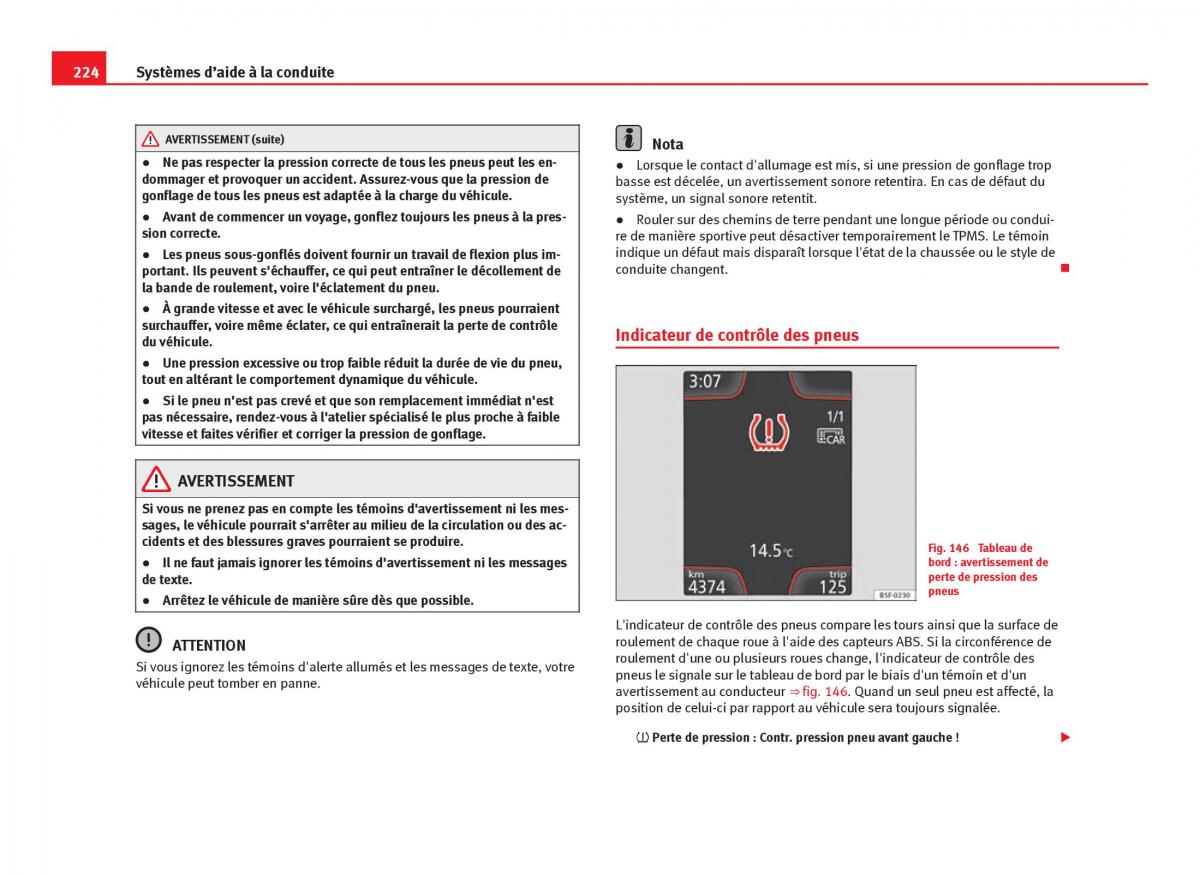 Seat Leon III 3 manuel du proprietaire / page 226